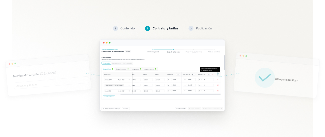 Configuración de contrato y tarifas en QTM